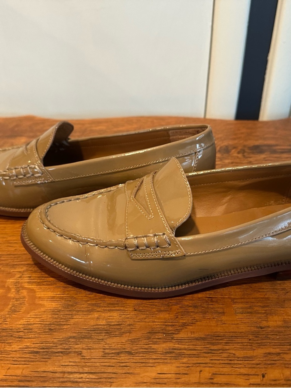 Lauren Ralph Lauren Beige Patent Leather Penny Loafers - Picture 5 of 10